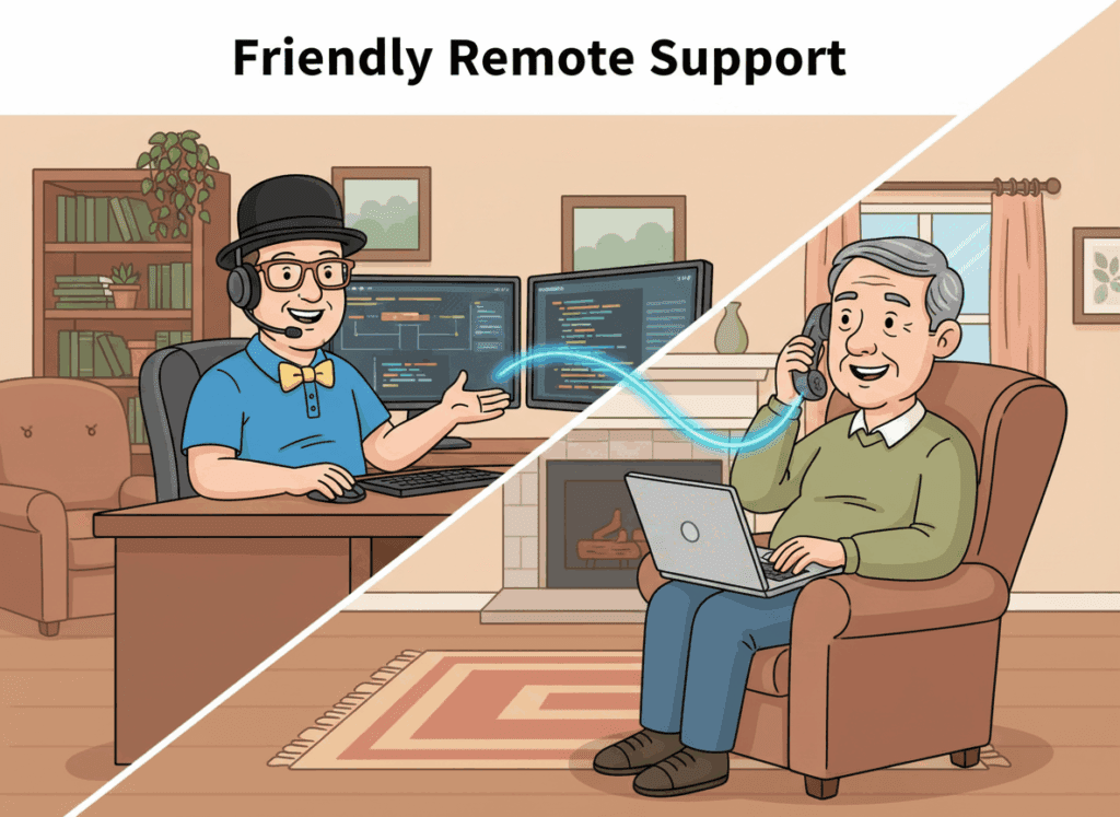 Tony from Y-Not Tech Services supporting a Lethbridge resident with remote computer support