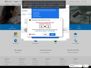Fake Microsoft virus warning pop-up removed during laptop repair in Lethbridge