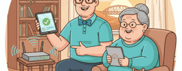 Tony from Y-Not Tech Services helping a senior client fix home Wi-Fi in Lethbridge.