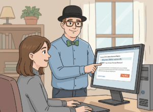 Fake invoice and subscription scam email on a home computer in Lethbridge